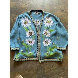 Storybook Knits Teal Honey Bee Sweater 3XLG used